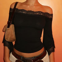 Lace-Trim Off-Shoulder Top