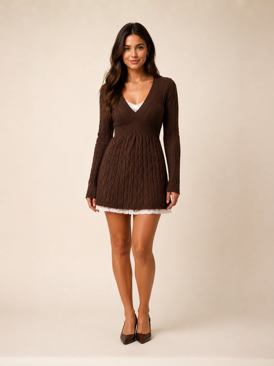 Ribbed V-Neck Knit