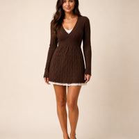 Ribbed V-Neck Knit