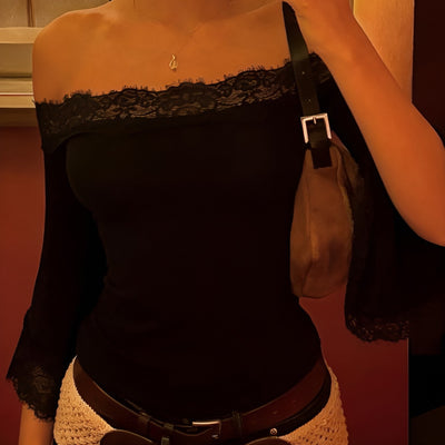 Lace-Trim Off-Shoulder Top