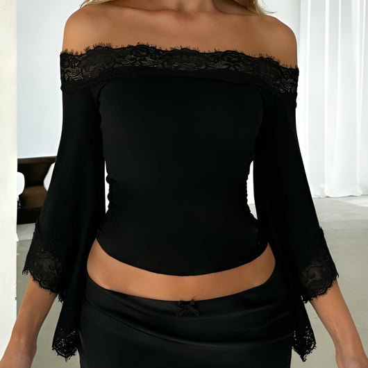 Lace-Trim Off-Shoulder Top