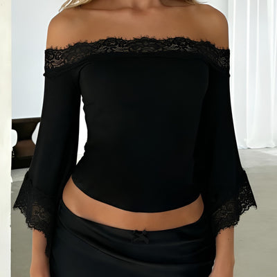Lace-Trim Off-Shoulder Top